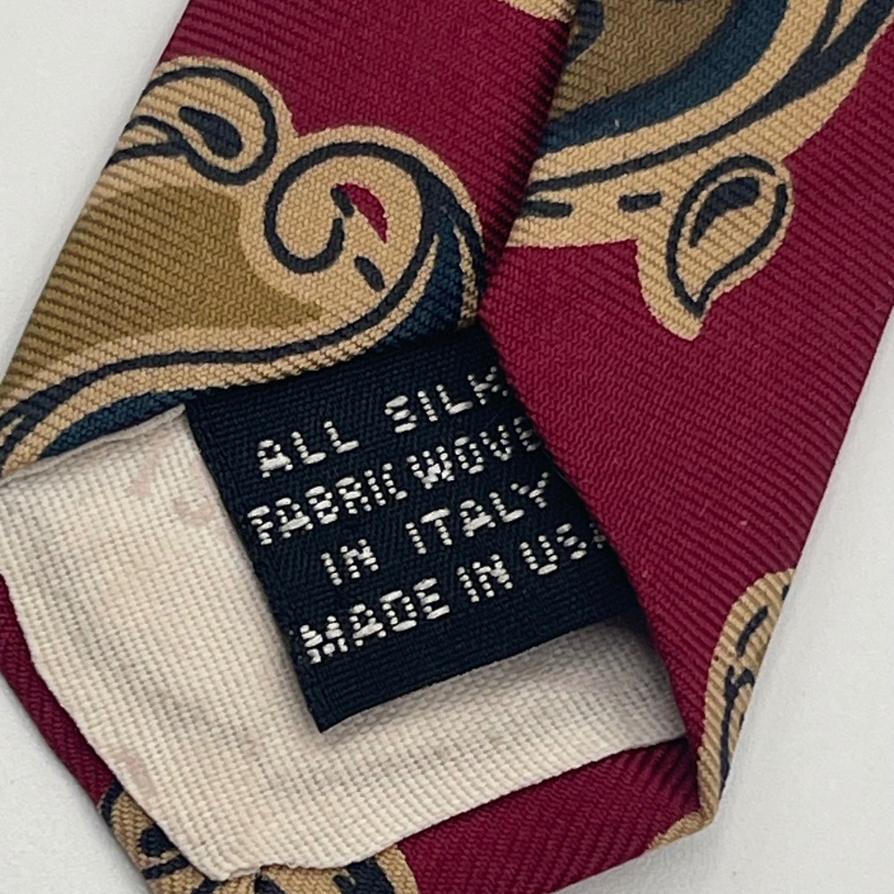 Christian Dior Monsieur Necktie Mens Burgundy Red Paisley Silk 3.75"x57" - Picture 4 of 11